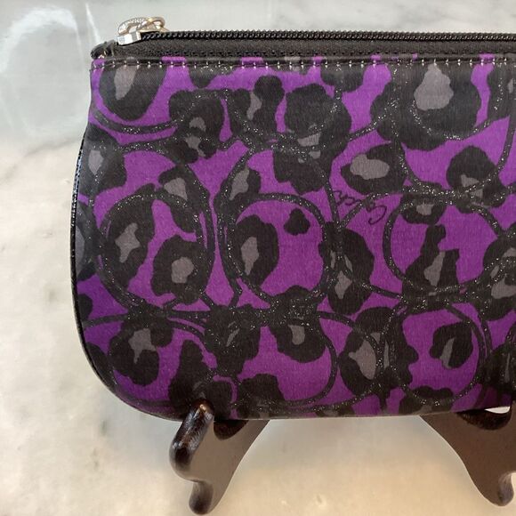 Coach Poppy Ocelot Leopard Lurex & Satin Wristlet Clutch - Picture 7 of 15